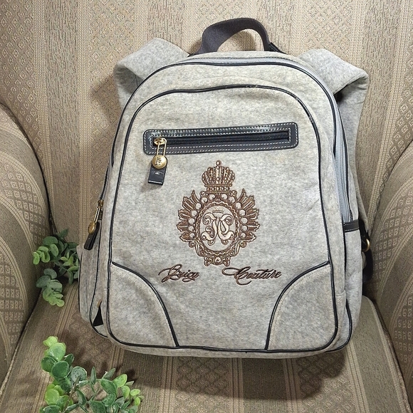 Juicy Couture Y2K Gray Velour Backpack - Picture 16 of 16